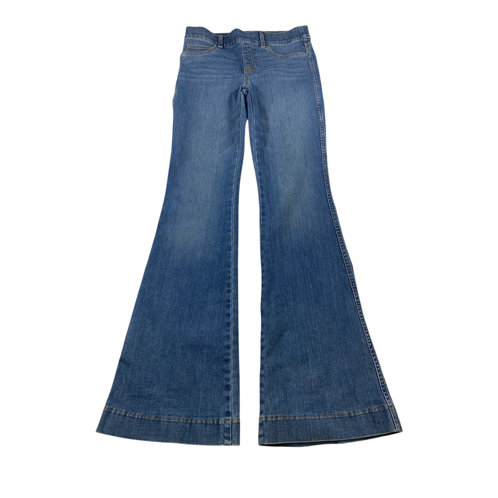 Spanx Flare Jeans Medium Wash Blue High Rise Pull On Women Small Petite S/P